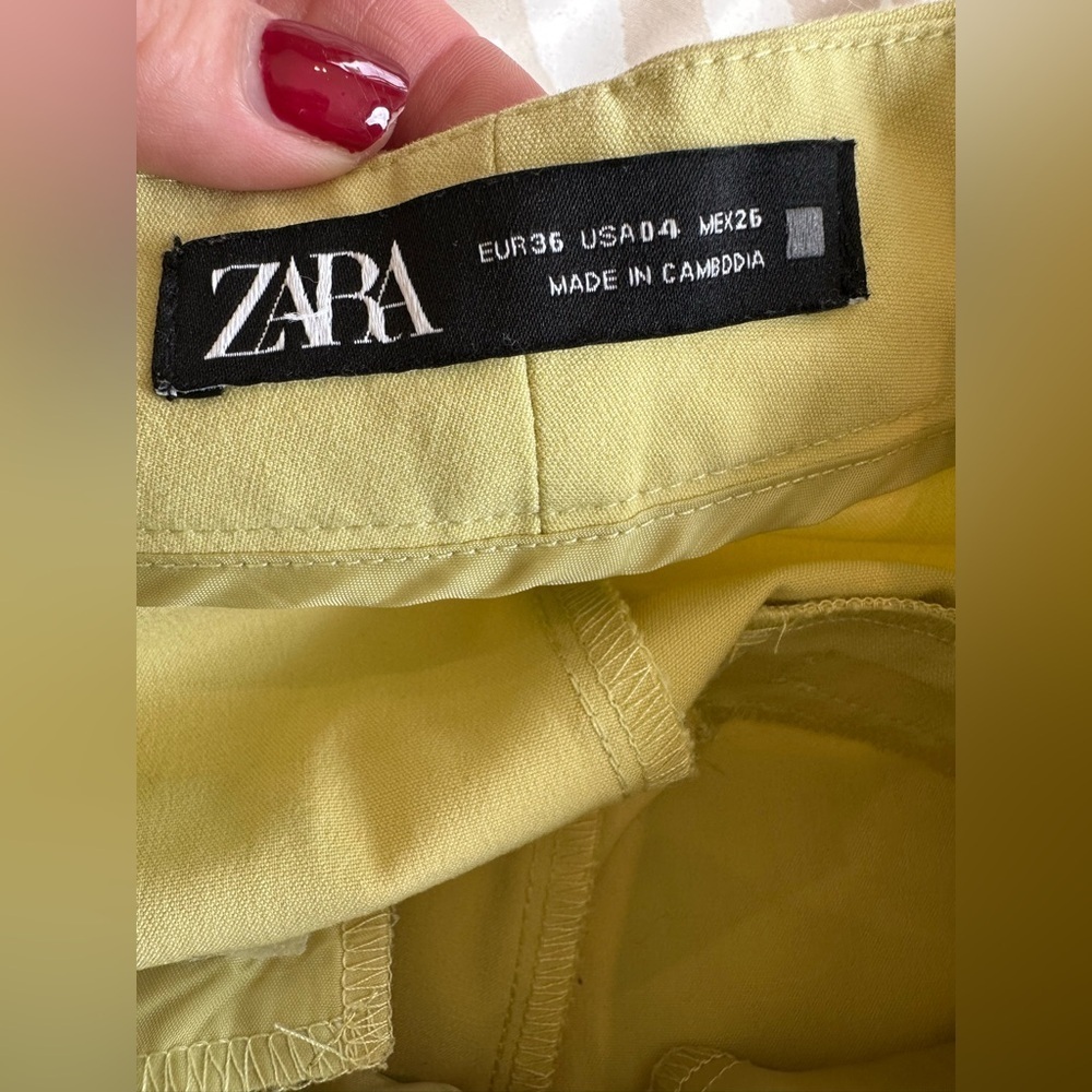 Zara High Waist Tapered Leg Pants in Lime Green - Picture 9 of 10
